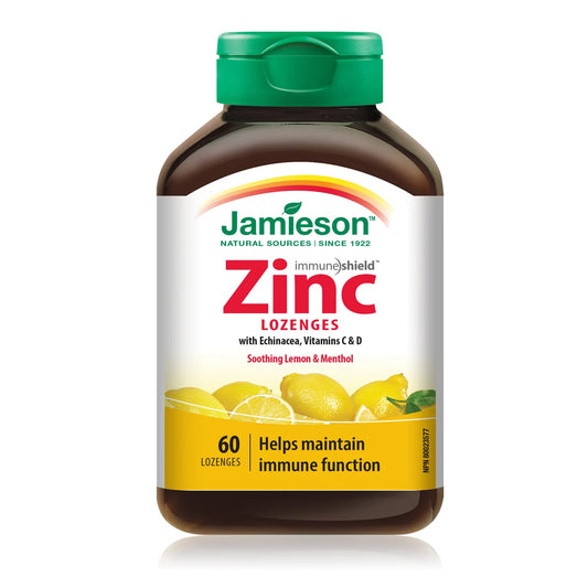 Jamieson 天然鋅+維他命 C 免疫潤喉糖（檸檬薄荷味）｜60粒
