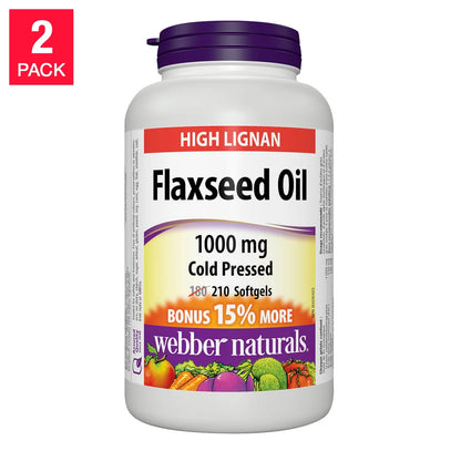 Webber Naturals有機亞麻仁油1000 mg 富含omega-3 420粒