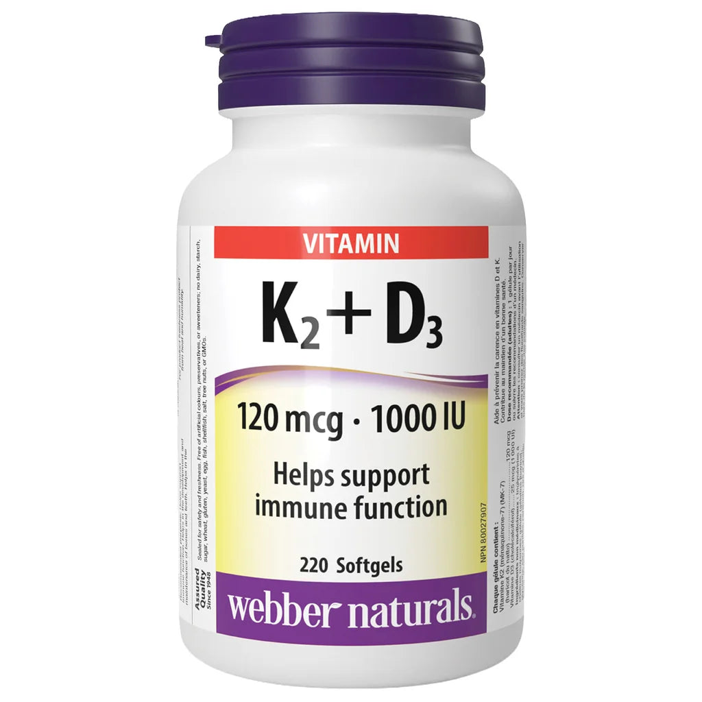 Webber Naturals 維他命 K2 + D3 配方 120 mcg / 1000 IU - 220粒