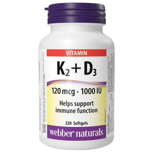 Webber Naturals 維他命 K2 + D3 配方 120 mcg / 1000 IU - 220粒